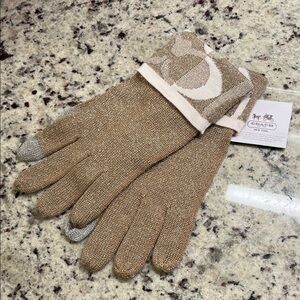 Coach Signature Shimmer Touch Gloves NWT